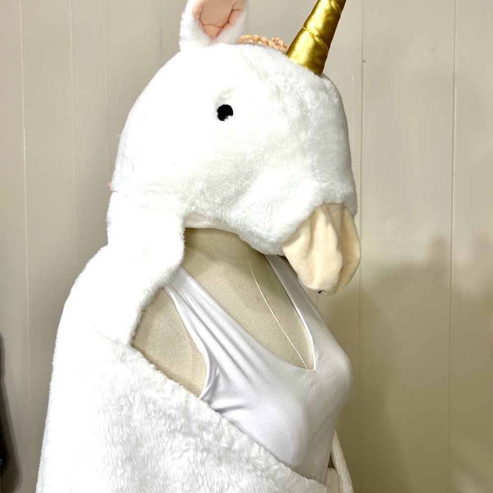 Halloween Unicorn Hooded Cape with Gold Horn